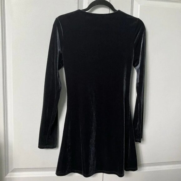 Bluenotes Blue Velour Velvet Mini Dress Goth Witchy Boho Whimsigoth Medium - Picture 3 of 5